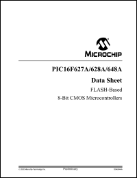 PIC16F627A-E/Pxxx datasheet: 8-bit CMOS microcontroller, FLASH=1024 word, RAM=224b, EEPROM=128b, 20MHz PIC16F627A-E/Pxxx