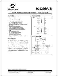 93C56BTE/SN datasheet: 2K 5.0V automotive temperature microwire serial EEPROM 93C56BTE/SN