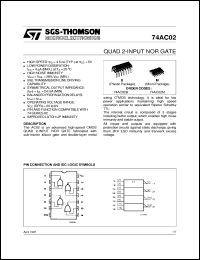 74AC02 datasheet: QUAD 2-INPUT NOR GATE 74AC02