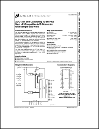 ADC1241CIJ datasheet: Self Calibrating 12-Bit Plus sign microP-Compatible A/D Converter with Sample-and-Hold ADC1241CIJ