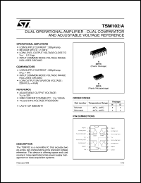 TSM102 datasheet: DUAL OP-AMP DUAL COMPARATOR & ADJUSTABLE VOLTAGE REFERENCE TSM102