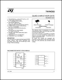 74VHC02 datasheet: QUAD 2-INPUT NOR GATE 74VHC02