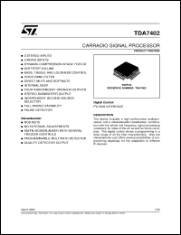 TDA7402 datasheet: CARRADIO SIGNAL PROCESSOR TDA7402