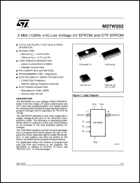 M27W202 datasheet: 2 MBIT (128KB X16) LOW VOLTAGE UV EPROM AND OTP EPROM M27W202