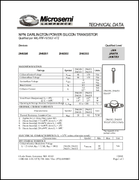 2N6351 datasheet: NPN darlington power transistor, 150V, 5A 2N6351