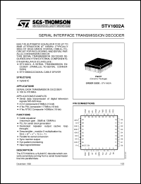STV1602A datasheet: SERIAL INTERFACE TRANSMISSION DECODER STV1602A