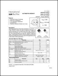 IRFU4105Z datasheet: N-channel power MOSFET for fast switching applications, 55V, 30A IRFU4105Z