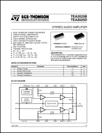 TEA2025B datasheet: STEREO AUDIO AMPLIFIER TEA2025B