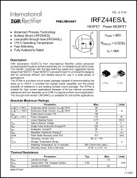 IRFZ44ESTRL datasheet: N-channel power MOSFET for fast switching applications, 60V, 48A IRFZ44ESTRL