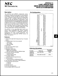 uPD7810CW datasheet: 8-bit, single chip NMOS microcomputer with A/D converter, 12MHz, 4K x 8 ROM, 256 x 8 RAM uPD7810CW