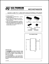 HCF40257B datasheet: QUAD 2-LINE-TO-1-LINE DATA SELECTOR/MULTIPLEXER HCF40257B