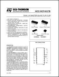 HCF4027B datasheet: DUAL-J-K MASTER-SLAVE FLIP-FLOP HCF4027B