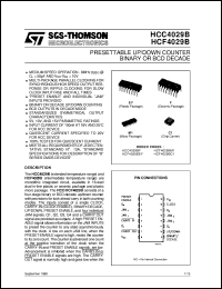 HCF4029B datasheet: PRESETTABLE UP/DOWN COUNTER BINARY OR BCD DECADE HCF4029B