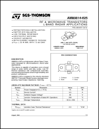 AM80814-025 datasheet: L-BAND RADAR APPLICATIONS RF & MICROWAVE TRANSISTORS AM80814-025