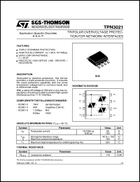 TPN3021 datasheet: TRIPOLAR OVERVOLTAGE PROTECTION FOR NETWORK INTERFACES - (ASD) TPN3021