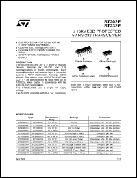 ST202E datasheet: 15KV ESD PROTECTED 5V RS-232 TRANSCEIVER ST202E