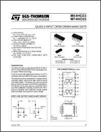 M74HC03 datasheet: QUAD 2-INPUT OPEN DRAIN NAND GATE M74HC03