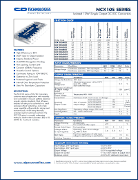 NCX10S24033 datasheet: Isolated 10W single output DC/DC converter. Nom.input voltage 24V, output voltage 3.4V, output current 3.1A. NCX10S24033