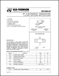 SD1888-03 datasheet: 1.6 GHZ SATCOM APPLICATIONS RF & MICROWAVE TRANSISTORS SD1888-03