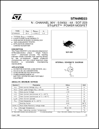 STN4NE03 datasheet: N-CHANNEL 30V - 0.045 OHM - 4A - SOT-223 STRIPFET POWER MOSFET STN4NE03