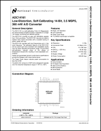 ADC14161CIVT datasheet: Low-Distortion, Self-Calibrating 14-Bit, 2.5 MSPS, 390 mW A/D Converter ADC14161CIVT