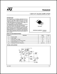 TDA2030 datasheet: 14W HI-FI AUDIO AMPLIFIER TDA2030