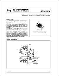 TDA2030A datasheet: 18W Hi-Fi AMPLIFIER AND 35W DRIVER TDA2030A