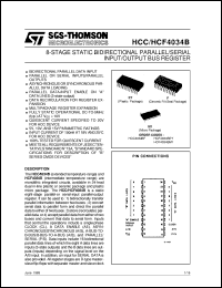 HCF4034B datasheet: 8-STAGE STATIC BIDIRECTIONAL PARALLEL/SERIAL INPUT/OUTPUT BUS REGISTER HCF4034B