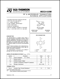 MSC81035M datasheet: AVIONICS APPLICATIONS RF & MICROWAVE TRANSISTORS MSC81035M