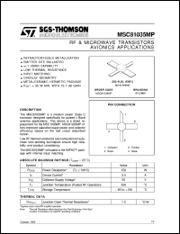 MSC81035MP datasheet: AVIONICS APPLICATIONS RF & MICROWAVE TRANSISTORS MSC81035MP