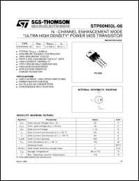 STP80N03L-06 datasheet: N-CHANNEL ENHANCEMENT MODE ULTRA HIGH DENSITY POWER MOS TRANSISTOR STP80N03L-06