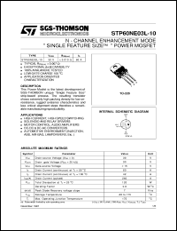 STP60NE03L-10 datasheet: N-CHANNEL ENHANCEMENT MODE SINGLE FEATURE SIZE POWER MOSFET STP60NE03L-10