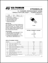 STP80NE03L datasheet: N-CHANNEL ENHANCEMENT MODE SINGLE FEATURE SIZE POWER MOSFET STP80NE03L