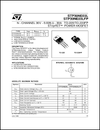 STP30NE03L datasheet: N-CHANNEL 30V - 0.028 OHM - 30A TO-220/TO220FP STRIPFET POWER MOSFET STP30NE03L