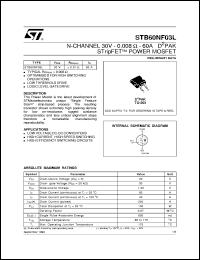 STB60NF03L datasheet: N-CHANNEL 30V - 0.008 OHM - 60A D2PAK STRIPFET POWER MOSFET STB60NF03L