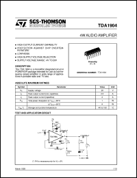 TDA1904 datasheet: 4W AUDIO AMPLIFIER TDA1904