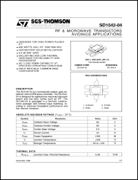 SD1542-04 datasheet: AVIONICS APPLICATIONS RF & MICROWAVE TRANSISTORS SD1542-04