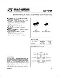 TS3V3704 datasheet: 3V MICROPOWER QUAD CMOS VOLTAGE COMPARATOR TS3V3704