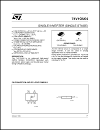 74V1GU04 datasheet: SINGLE INVERTER (SINGLE STAGE) 74V1GU04