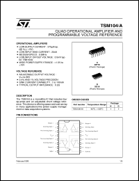 TSM104 datasheet: QUAD OP-AMP & PROGRAMMABLE VOLTAGE REFERENCE TSM104