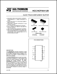 HCF4041UB datasheet: QUAD TRUE/COMPLEMENT BUFFER HCF4041UB