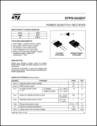 STPS1045F datasheet: POWER SCHOTTKY RECTIFIER STPS1045F