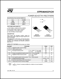 STPS4045CP datasheet: POWER SCHOTTKY RECTIFIERS STPS4045CP
