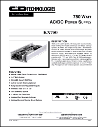 KX750-F2B datasheet: 750 watt AC/DC power supply. KX750-F2B