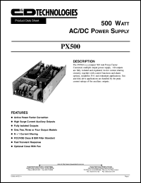PX500-U4G datasheet: AC/DC power supply. 500W. PX500-U4G