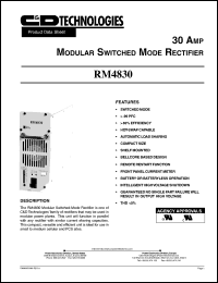 RM4830 datasheet:  30 Amp. Modular switched mode rectifier. RM4830