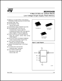 M29W040B90N1T datasheet: 4 MBIT (512KB X8, UNIFORM BLOCK) LOW VOLTAGE SINGLE SUPPLY FLASH MEMORY M29W040B90N1T