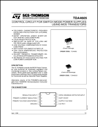 TDA4605 datasheet: CONTROL CIRCUIT FOR SWITCH MODE POWER SUPPLIES USING MOS TRANSISTORS TDA4605