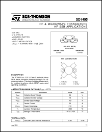 SD1405 datasheet: HF SSB APPLICATIONS RF & MICROWAVE TRANSISTORS SD1405