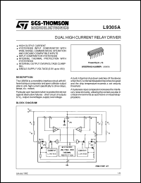 L9305A datasheet: DUAL HIGH CURRENT RELAY DRIVER L9305A